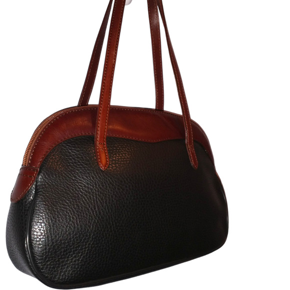 La Tour Eiffel 1887 Black Brown Pebbled Shoulder Bag Handbag Gold Hardware - Picture 6 of 16